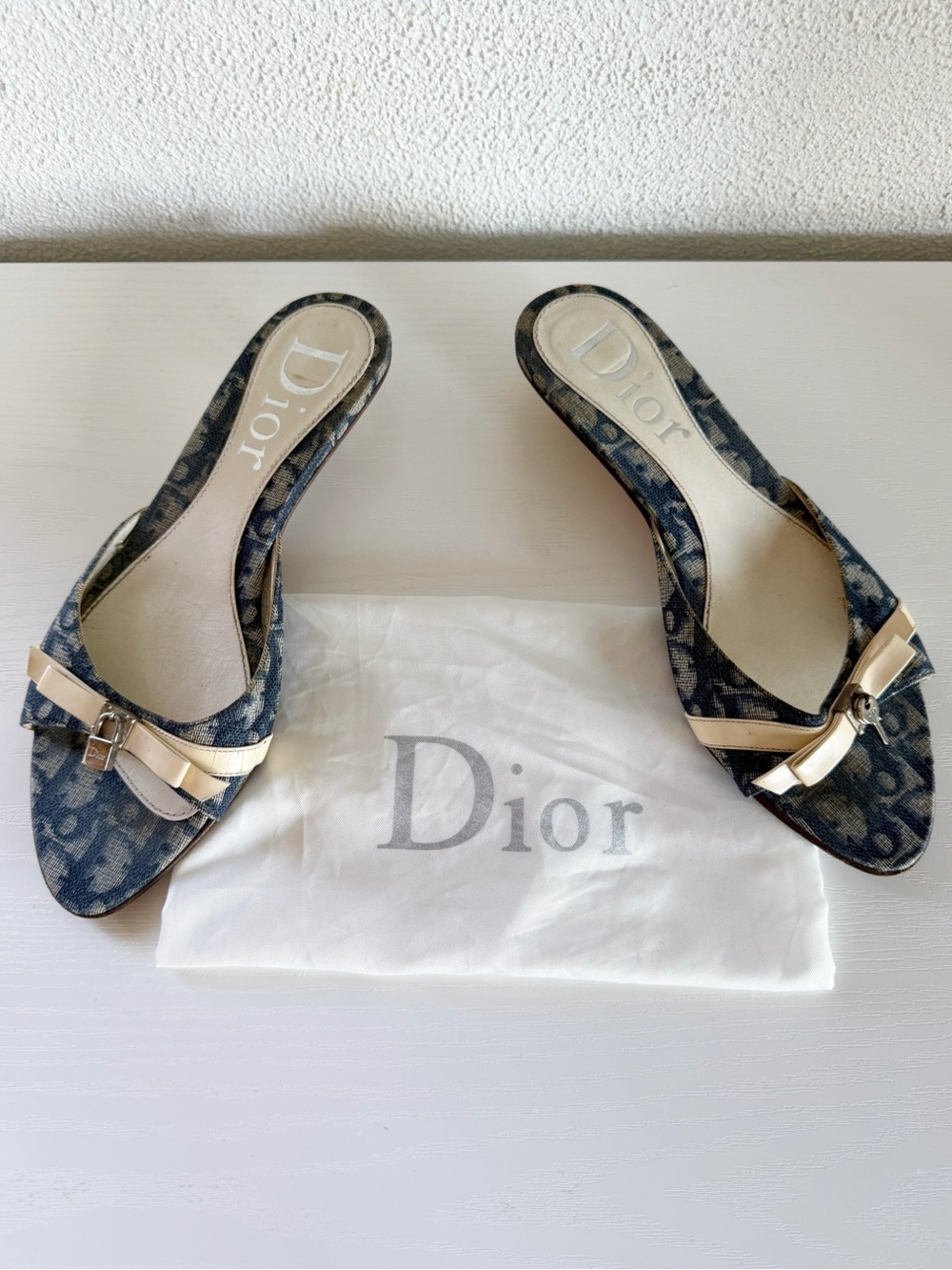 Vintage Christian Dior Oblique Lock & Key Mule Kitten Heels EU 39 - Picture 2 of 16